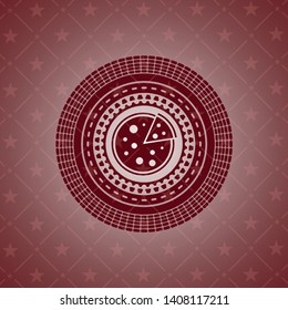 pizza icon inside retro red emblem