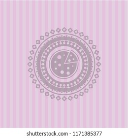 pizza icon inside retro style pink emblem