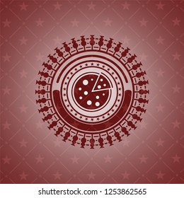 pizza icon inside retro style red emblem