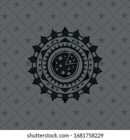 icono de pizza dentro del emblema negro estilo retro