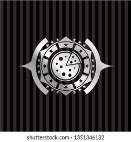 pizza icon inside silver emblem
