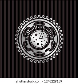 pizza icon inside silver shiny emblem