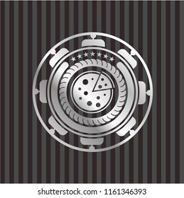 pizza icon inside silvery shiny emblem