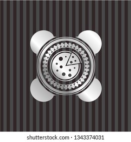 pizza icon inside silvery shiny badge
