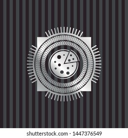 pizza icon inside silvery shiny emblem
