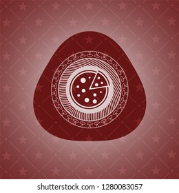 pizza icon inside vintage red emblem