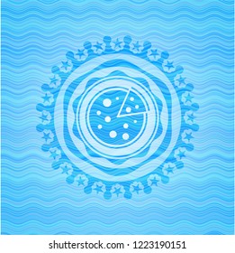 pizza icon inside water concept style emblem.