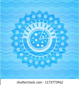 pizza icon inside water representation badge.