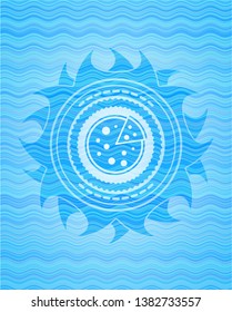 pizza icon inside water wave emblem.