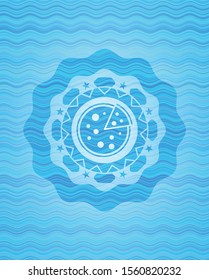 pizza icon inside water wave representation emblem.