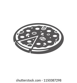 Pizza icon isolated on white background vector illustration. Street fast food vector graphic silhouette.