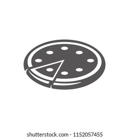 Pizza icon isolated on white background vector illustration. Street fast food vector graphic silhouette.