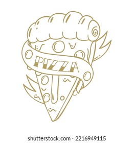 Pizza icon isolated on a white background. Flat line icon pizza. Pizza restaurant illustration.