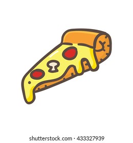 Pizza icon isolated on white background. Melted cheese topping on pizza. Pizza icon