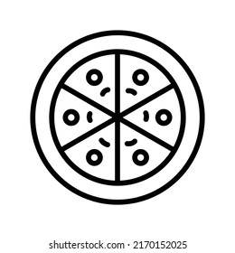 Pizza Icon. Line Art Style Design Isolated On White Background