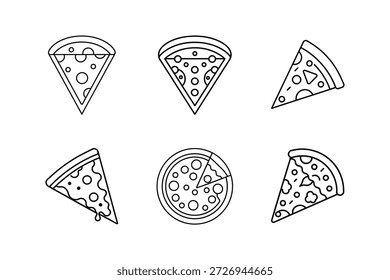 pizza icon line art vector illustration isolated