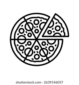 Pizza icon with line style, editable stroke design