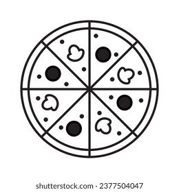 pizza icon, linear simple, vector illustration 