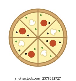 pizza icon, linear simple, vector illustration 