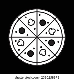 pizza icon, linear simple, vector illustration 