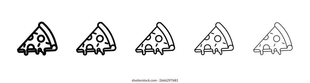 Logotipo de icono de pizza en líneas de trazo colección