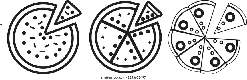Icono de pizza estilo vector moderno negro y blanco