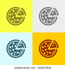 Pizza Icon on Four Different Backgrounds. Eps-10.