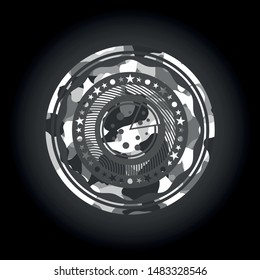 pizza icon on grey camo texture