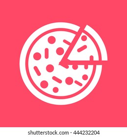 Pizza icon on magenta color background. Eps-10.