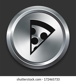 Pizza Icon on Metallic Button Collection