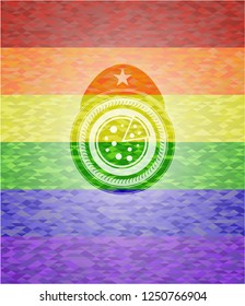 pizza icon on mosaic background with the colors of the LGBT flag