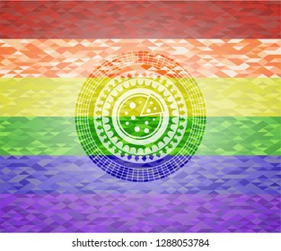 pizza icon on mosaic background with the colors of the LGBT flag