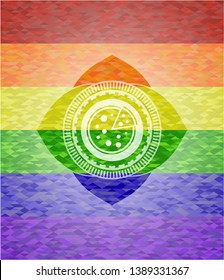 pizza icon on mosaic background with the colors of the LGBT flag