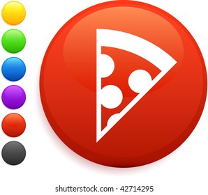 pizza icon on round internet button original vector illustration 6 color versions included