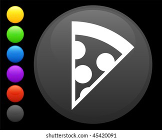 pizza icon on round internet button original vector illustration 6 color versions included