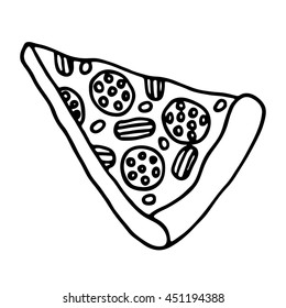  Pizza icon. Outlined on white background.