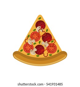 pizza icon over white background. colorful concept. fast food design. vector illustration