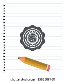 pizza icon with pencil strokes. Vector Illustration. Detailed.