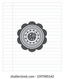 pizza icon with pencil strokes. Vector Illustration. Detailed.