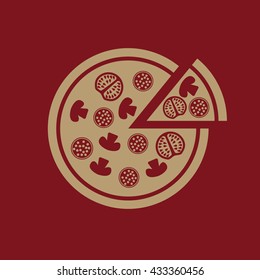 The pizza icon. Pizzeria and baking, fast food symbol. Flat Vector illustration