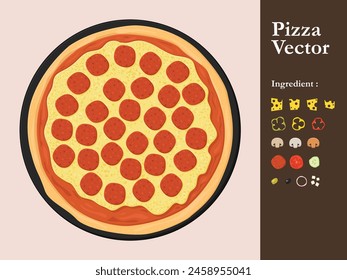 pizza icon restaurant vector menu element cafe pepperoni cartoon illustration abstract sauce food