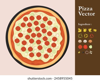 pizza icon restaurant vector menu element cafe pepperoni cartoon illustration abstract sauce food