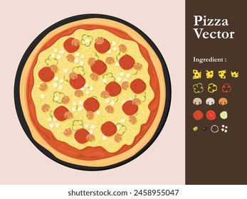 pizza icon restaurant vector menu element cafe pepperoni cartoon illustration abstract sauce food