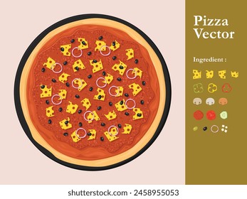 pizza icon restaurant vector menu element cafe pepperoni cartoon illustration abstract sauce food