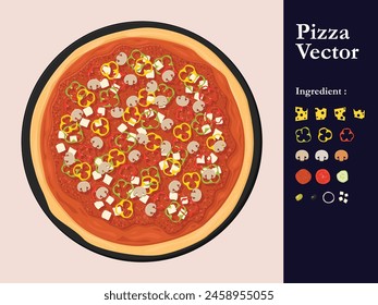 pizza icon restaurant vector menu element cafe pepperoni cartoon illustration abstract sauce food