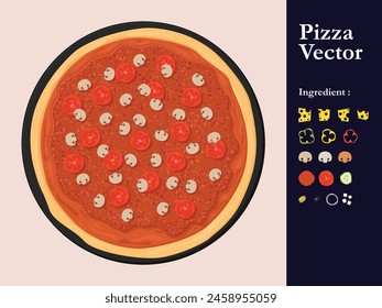 pizza icon restaurant vector menu element cafe pepperoni cartoon illustration abstract sauce food