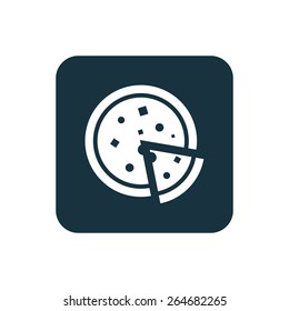 pizza icon Rounded squares button, on white background 