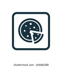 pizza icon Rounded squares button, on white background 
