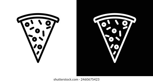 Pizza Icon Set. Cheese and Mushroom Slice Vector Symbol.