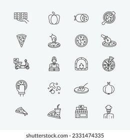 Pizza Icon Set Collection, Editable Simple Design, Simple Illustration Elements